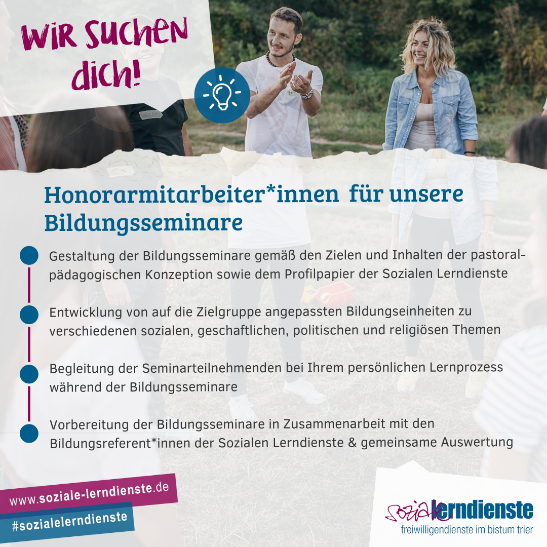 Honorarkräfte für unsere Bildungsarbeit gesucht